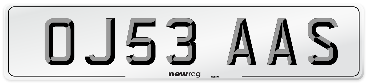 OJ53 AAS Number Plate from New Reg